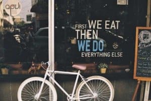 alt=" Window sign saying that you have to eat for nution so you are able to do things"
